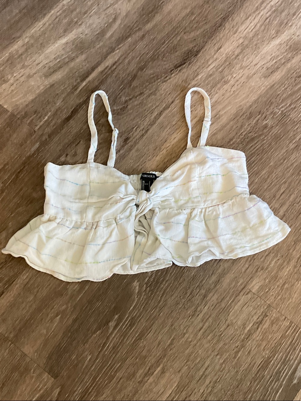Forever 21 White Ruffle Tie-Front Camisole